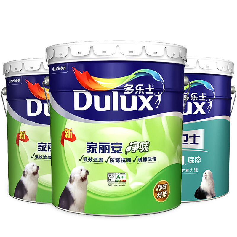 多乐士（Dulux） 家丽安净味乳胶漆内墙油漆涂料墙面漆A991+A914 51L套装 哑光白色高清大图