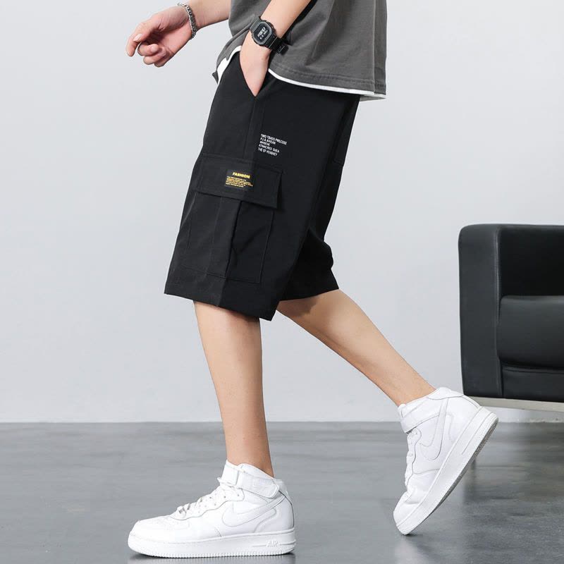 真维斯工装短裤男士夏季薄款潮牌外穿冰丝裤子大码运动五分裤中裤图片