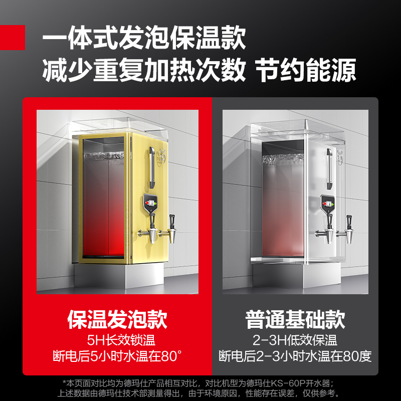 德玛仕DEMASHI商用开水器电热开水机全自动进水304不锈钢烧水器发泡款 KS-60F 380V无底座高清大图