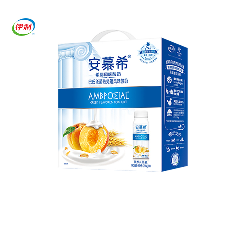 伊利 安慕希黄桃燕麦风味酸牛奶200g*10盒/箱真实果粒 礼盒装TM用
