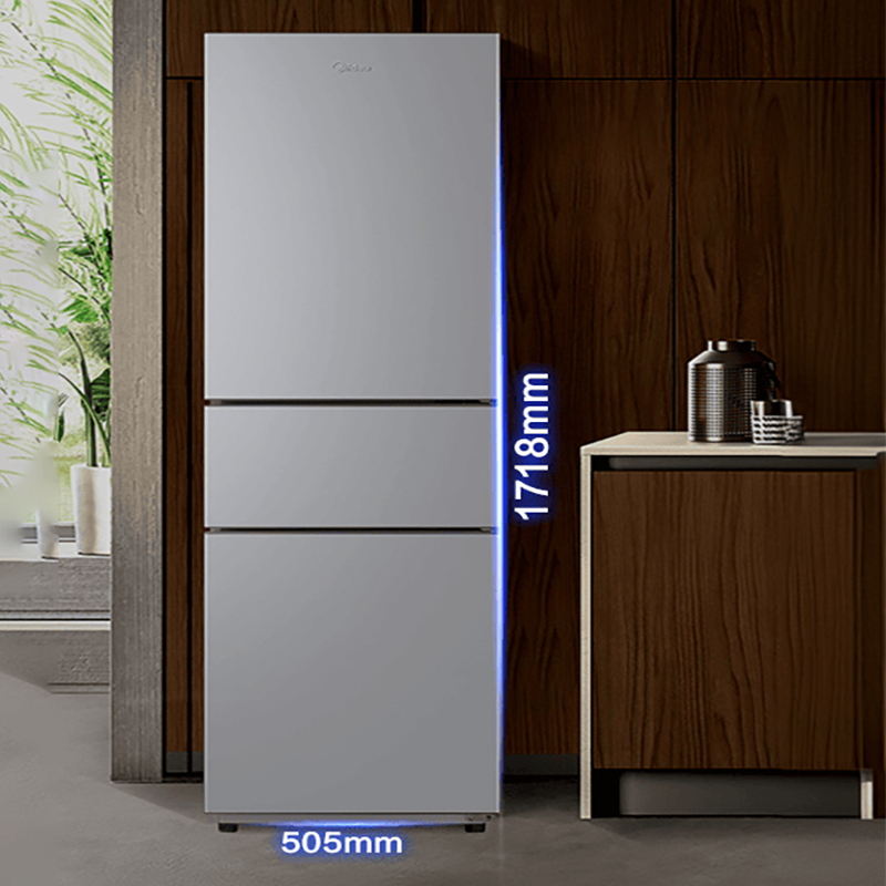 美的(Midea)220升三开门冰箱家用节能冷冻冷藏 BCD-220TM(ZG)