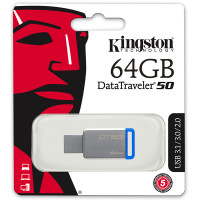 金士顿（KINGSTON）USB3.1 64GB 金属U盘 DT50 蓝色(赠送运费险)