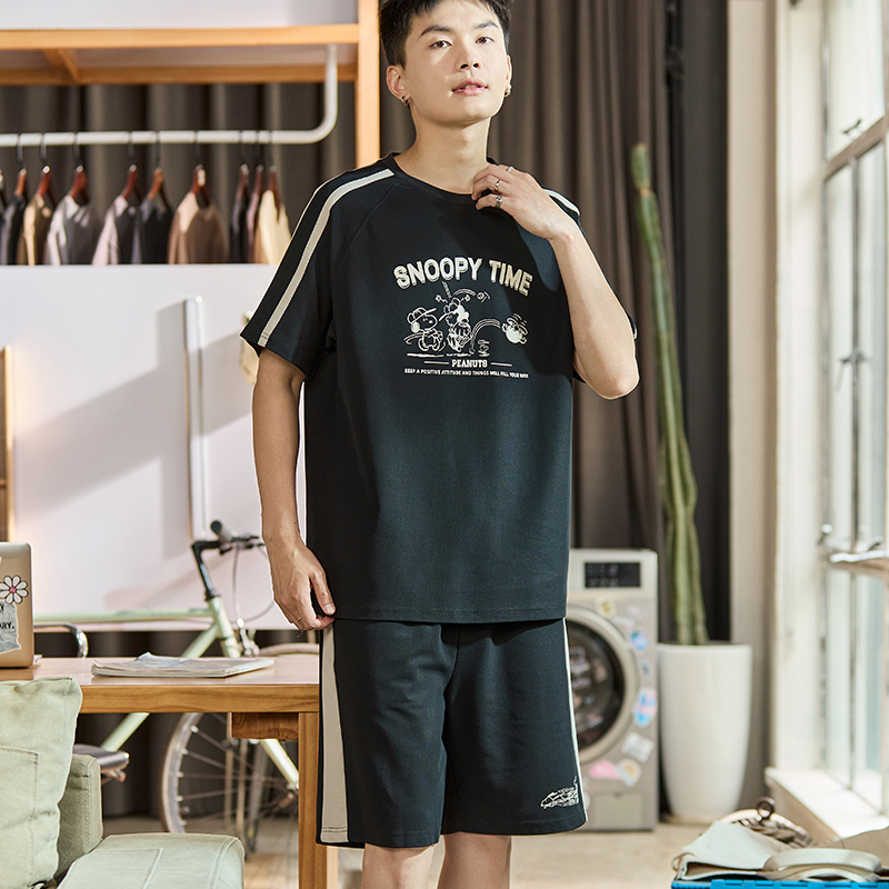 [2.5折价129元]史努比联名唐狮夏季新款运动休闲男户外男士短裤短袖潮