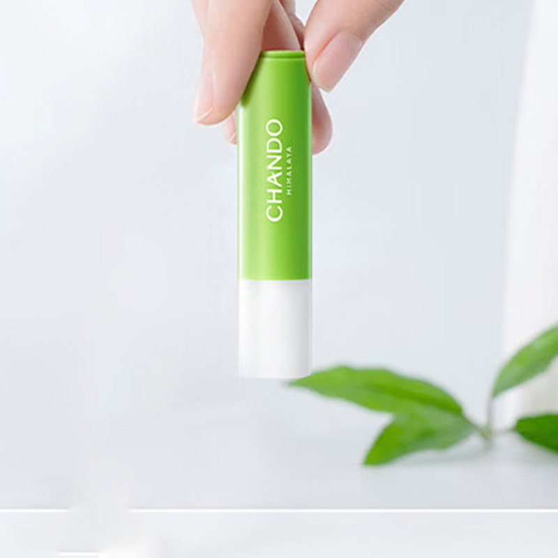 自然堂润唇膏水嫩滋润保湿茶萃舒缓温和润纹小绿管护唇膏3g高清大图