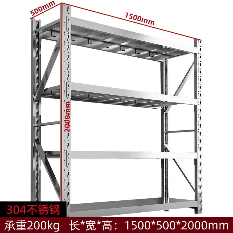 戴劲304不锈钢货架置物架药品收纳展示架承重200kg 1500*500高清大图