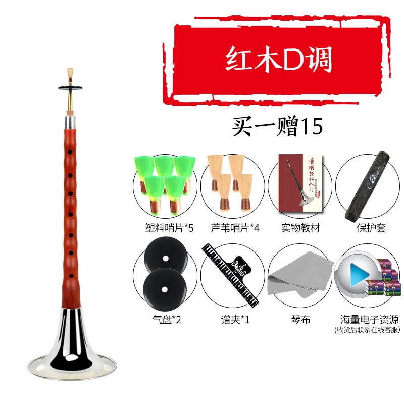 乌木黑檀木唢呐乐器BCEFG调D调初学者老专业儿童大小号红木哨片