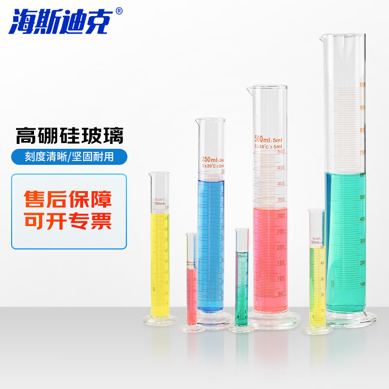 海斯迪克 刻度量筒 HKQS-159 500ml 1个 透明 个