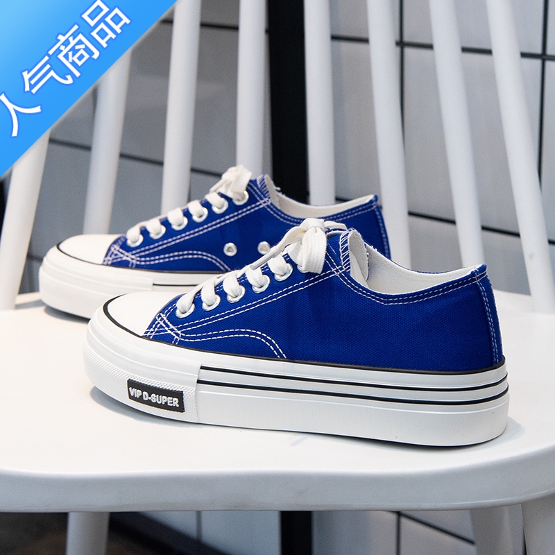 SUNTEK2023夏季新款帆布鞋女鞋子百搭厚底板鞋春秋款球鞋布鞋小黑鞋高清大图