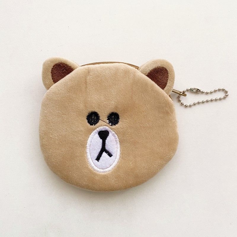 小熊零钱包韩国ins羊羔毛歪嘴熊可爱泰迪熊包挂件零钱包收纳包 小熊零