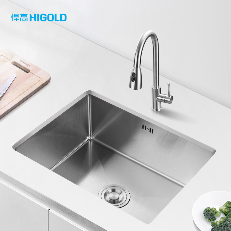 悍高304不锈钢水槽大单槽手工洗菜盆厨房嵌入式台下盆洗碗槽水池