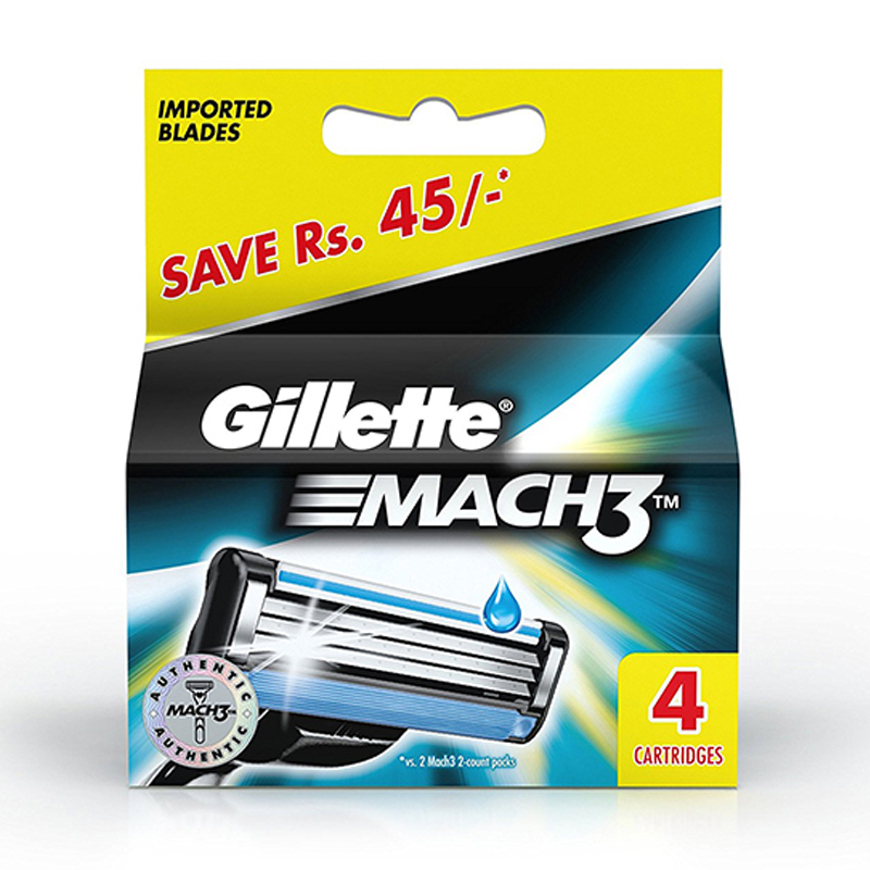 吉列(GILLETTE) MACH 3 锋速3 手动剃须刀刀片 4片装 新升级锋隐同款刀片