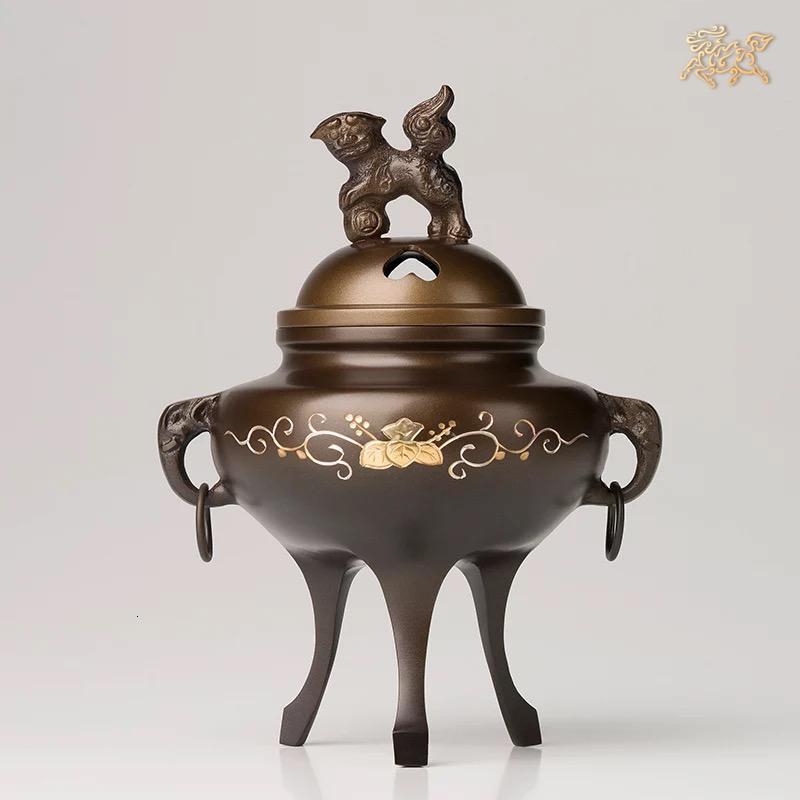 美帮汇全铜摆件《高冈铜器之釻付象眼香炉》铜工艺品 饰品高清大图