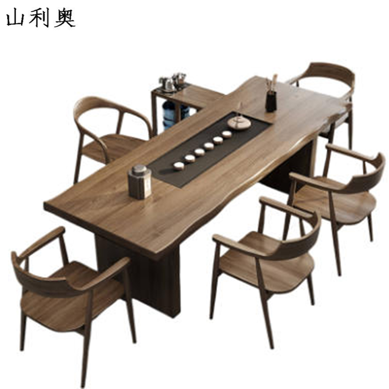 山利奥 实木茶台桌椅 1.8米+5椅/套高清大图