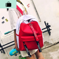 彩带帆布书包女韩版原宿初高中学生飘带双肩包校园撞色包街头百搭NEWLAKE