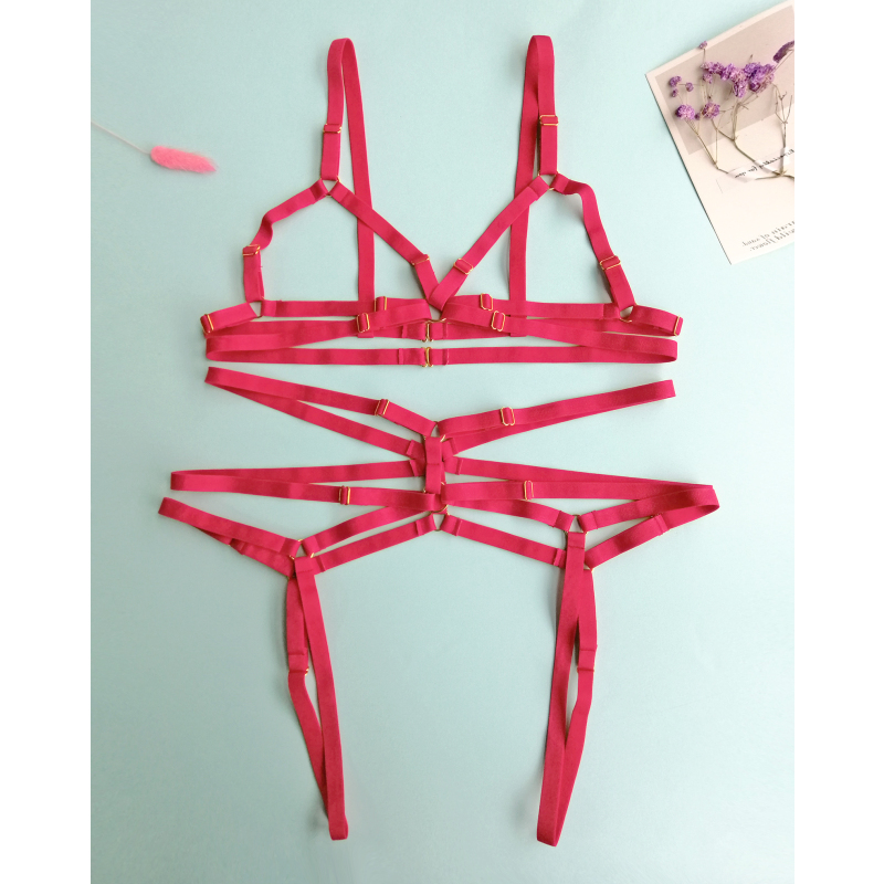 吉祥小炮yenoo的手工店情趣内衣露乳开裆三点式捆绑式绳衣av性感透视