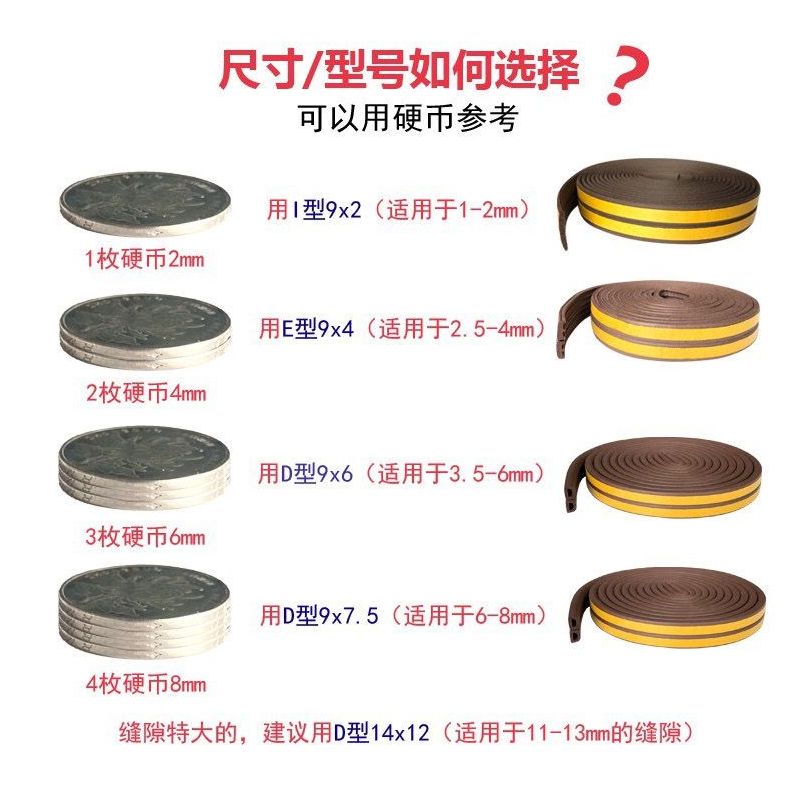 自粘型门窗密封条门缝门底防盗门隔音窗户贴防撞边框木门防风胶条