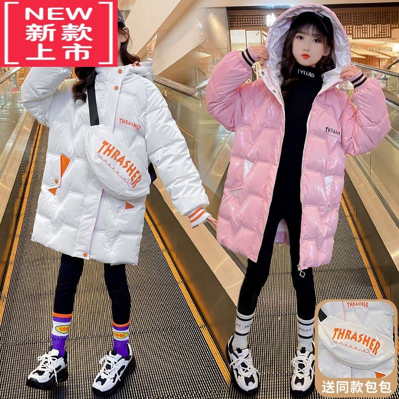 可莉允女童棉服冬装加厚2022新款洋气棉袄中大童冬款儿童羽绒中长款棉衣图片