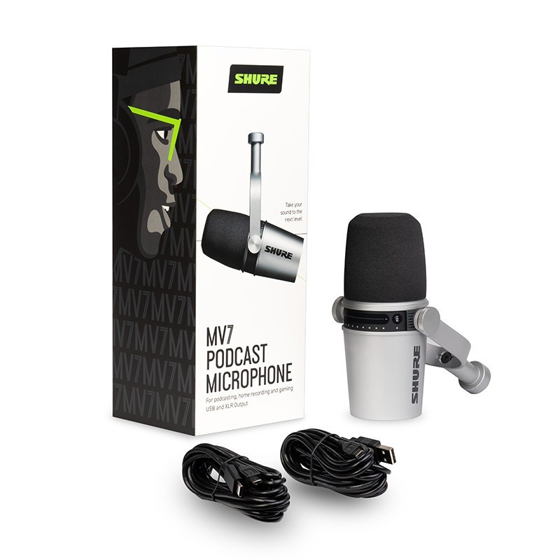 SHURE/舒尔MV7主播话筒电脑手机通用直播设备主播麦克风 灰色