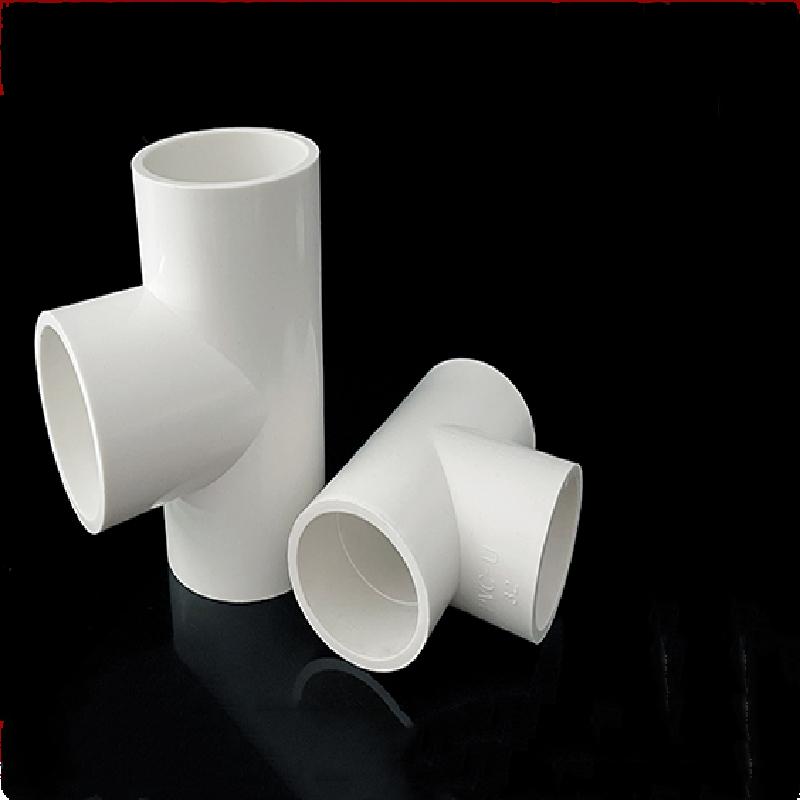 竹江pvc50mm三通接头直通管卡胶水管件