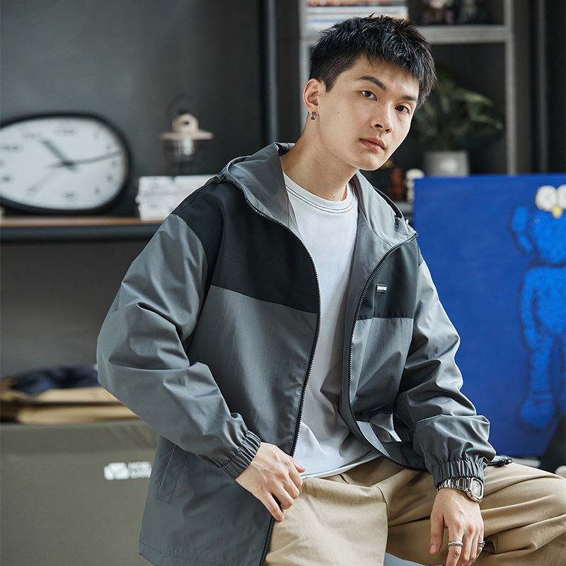 [1.5折价100元]唐狮棉服男冬季连帽撞色拼接棉袄棉衣外套男夹棉外套男