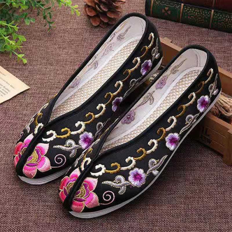 06款35码高档女款老人寿鞋脚踏莲花寿鞋子绣花鞋丧葬用品死人鞋子装老