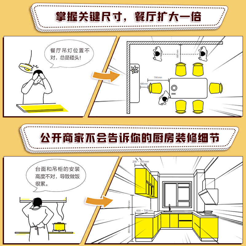 [正版]全3册漫画装修 从零开始的装修攻略+全屋定制家居设计全书+用对尺寸好好住 室内施工画图装修书 装修设计尺寸施工材