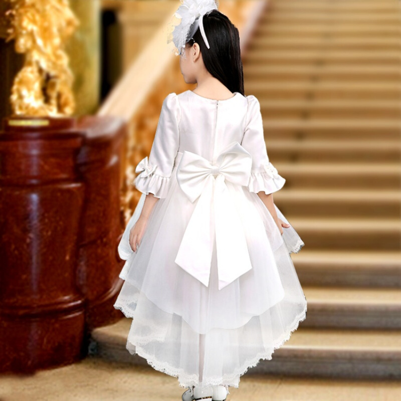 女童晚礼服公主裙子婚纱儿童长白夏花童拖尾纱裙生日钢琴演出走秀