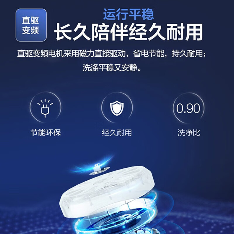 海尔(Haier)10公斤 大容量 变频 全自动 家用 波轮洗衣机 除菌螨 1级能效 XQB100-BZ316