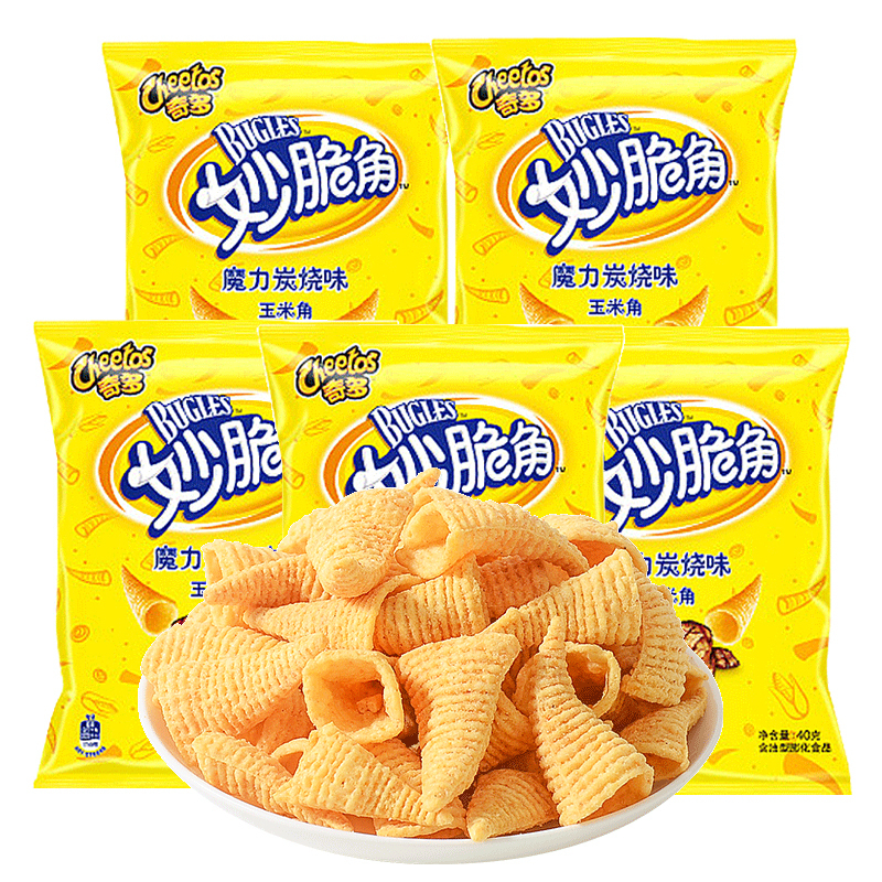 乐事奇多妙脆角40g*4包休闲食品尖角脆童年怀旧零食(魔力炭烧味)