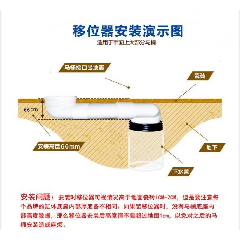 抽水马桶移位器110扁管配件弯头三通直接坐便器排污口坑距位移器