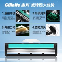 吉列(GILLETTE)威锋 旋转双层剃须刀头3刀头无刀架