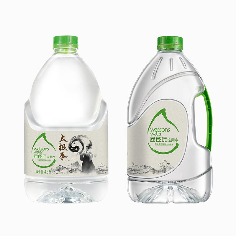 屈臣氏 纯净水 4.5L/桶 饮用水蒸馏制法 百年水品牌 4桶/箱(一箱装)