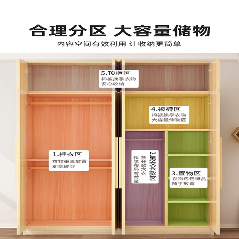 藤印象衣柜家用卧室出租房用儿童收纳柜子小户型实木板式简易组装挂