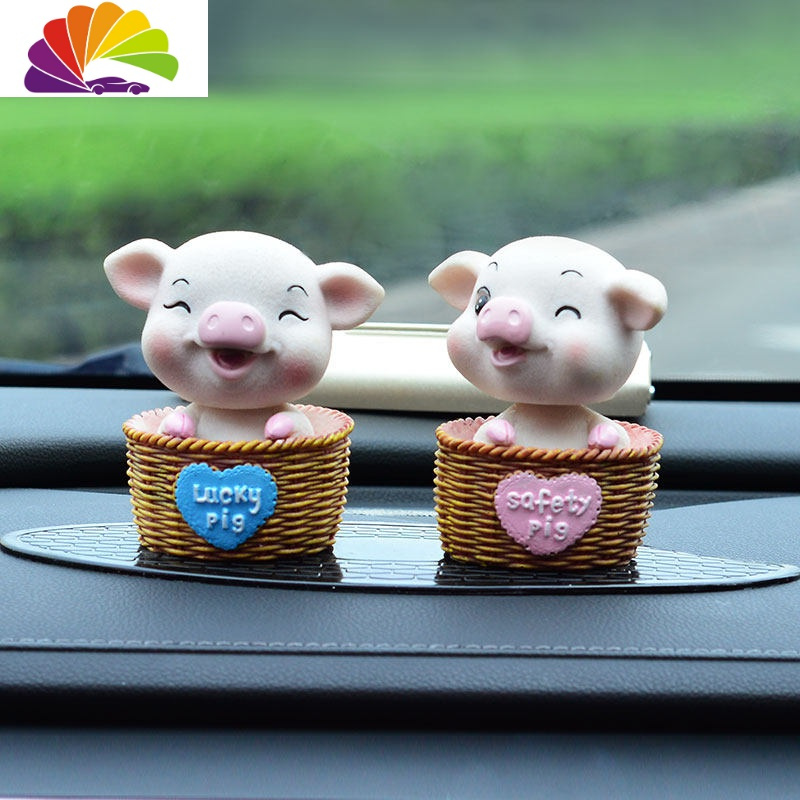 舒适主义汽车内饰品摆件创意摇头猪卡通装饰车载个红可爱男女幸福猪一