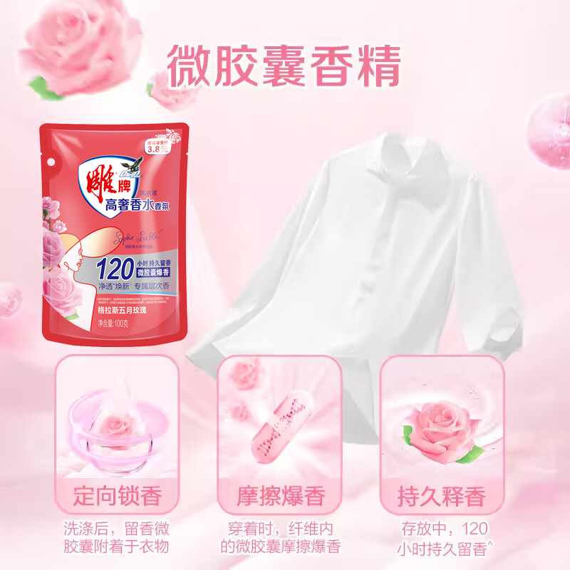 雕牌洗衣液除菌持久留香强效去污洗衣液格拉斯五月玫瑰100g高清大图