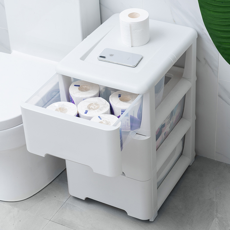 JEKO&JEKO 儿童衣柜收纳柜储物柜带滚轮抽屉式塑料收纳箱五斗柜整理柜子宝宝夹缝柜三层组装式SWB-5583高清大图