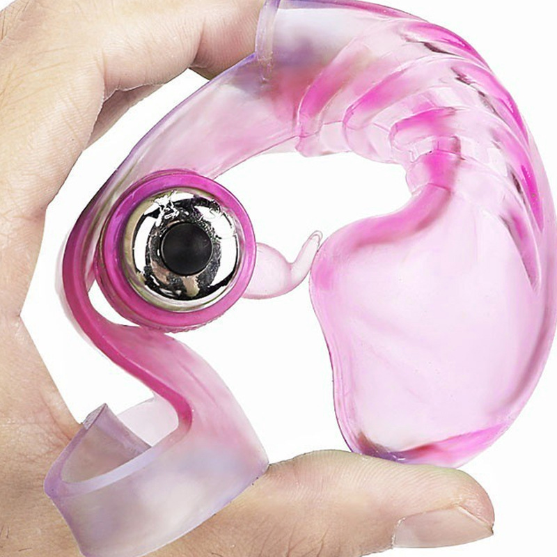 软胶水晶抠抠震动手指套男女士共用抠抠套振动自慰器具情趣性用品电镀手指套-紫色
