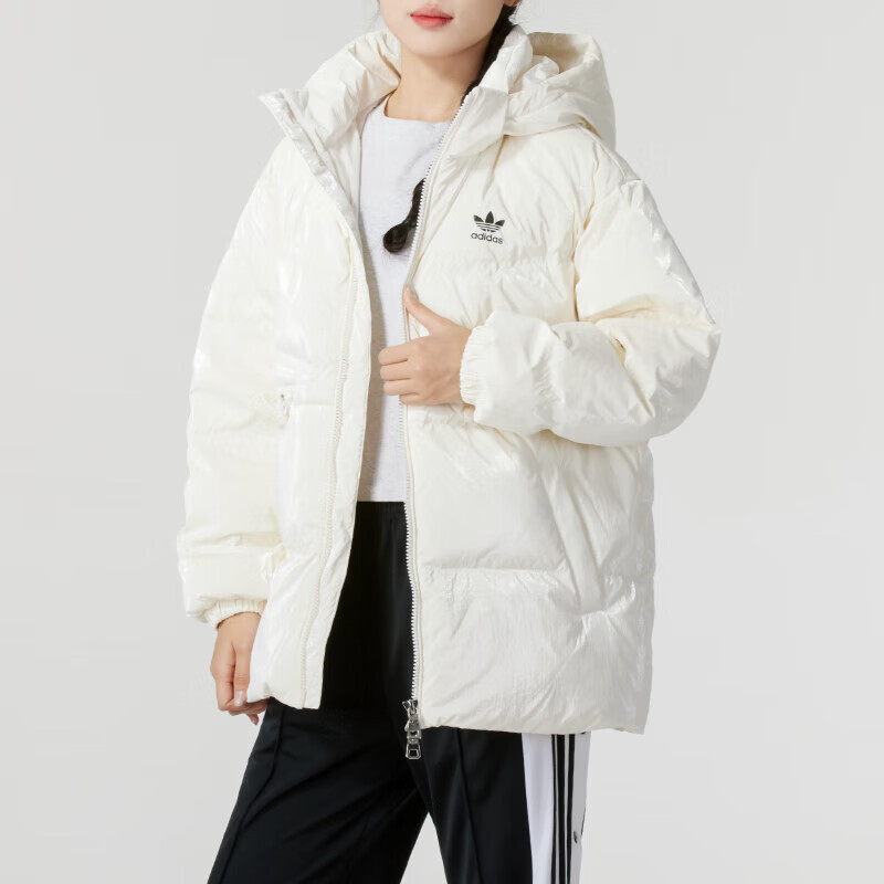 adidas阿迪达斯三叶草女子新款加厚保暖连帽羽绒服JD3781 ZP