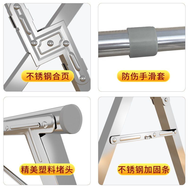 三维工匠地晾衣架卧室内伸缩阳台晒被子家用凉衣杆折叠晒衣架 旗舰加粗全钢款2.0米-三杆晾晒-可伸缩-送袜夹防风晾衣杆