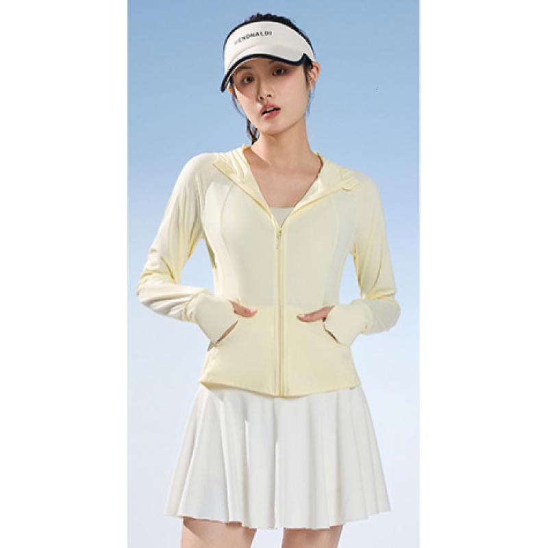 lulu同款防晒衣女夏季修身冰丝凉感透气外套简约舒适哆迷啦防晒服 鹅黄色 S（70-100斤）