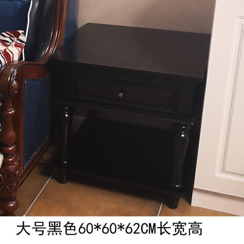 森美人现代简约美式边几轻奢实木角几茶几客厅摆件小户型正方形沙发边柜 大号黑色