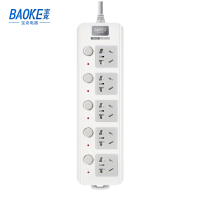 宝克(BAOKE)K425 插线板 新国标延长线插座5位分控独立开关 2500W MAX 白色 1个
