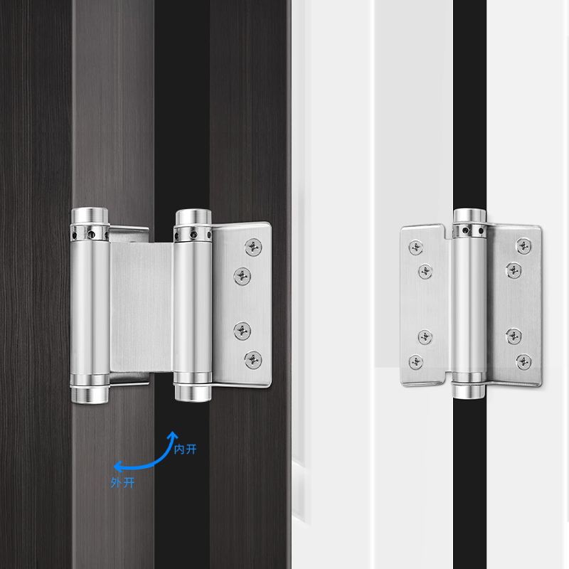 不锈钢双弹簧合页理线家自由门单双开铰链自动回弹牛仔门隐形门合页