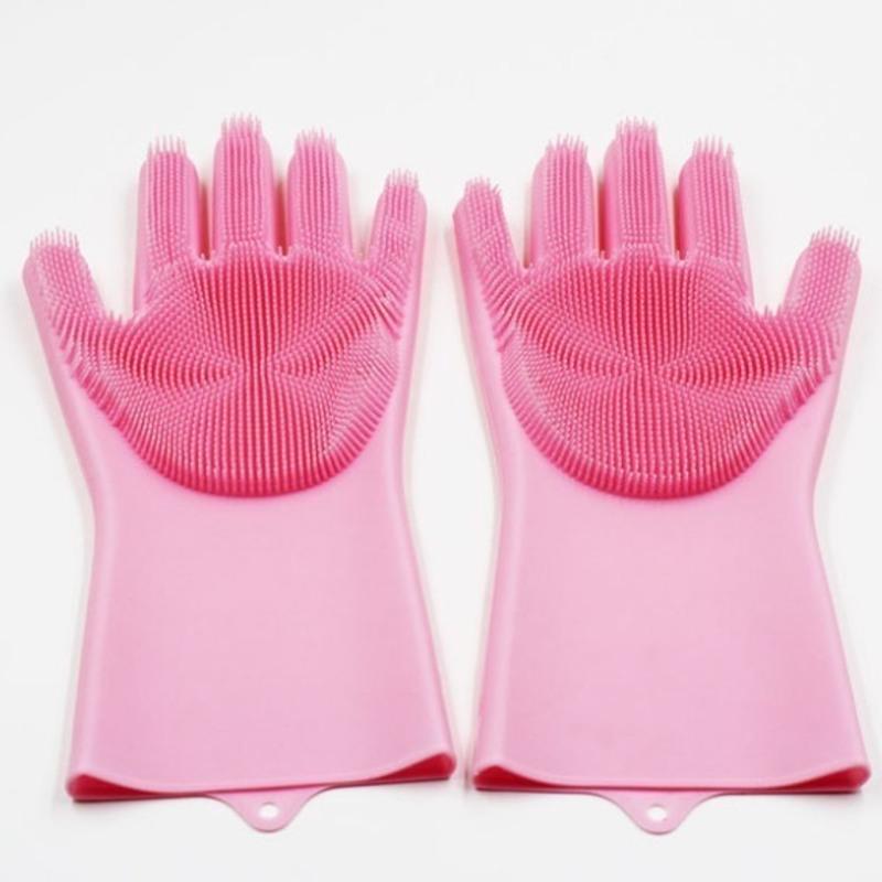 洗澡清洁按摩防抓撸毛手套泰迪比熊金毛大小型犬用品 防抓手套粉色