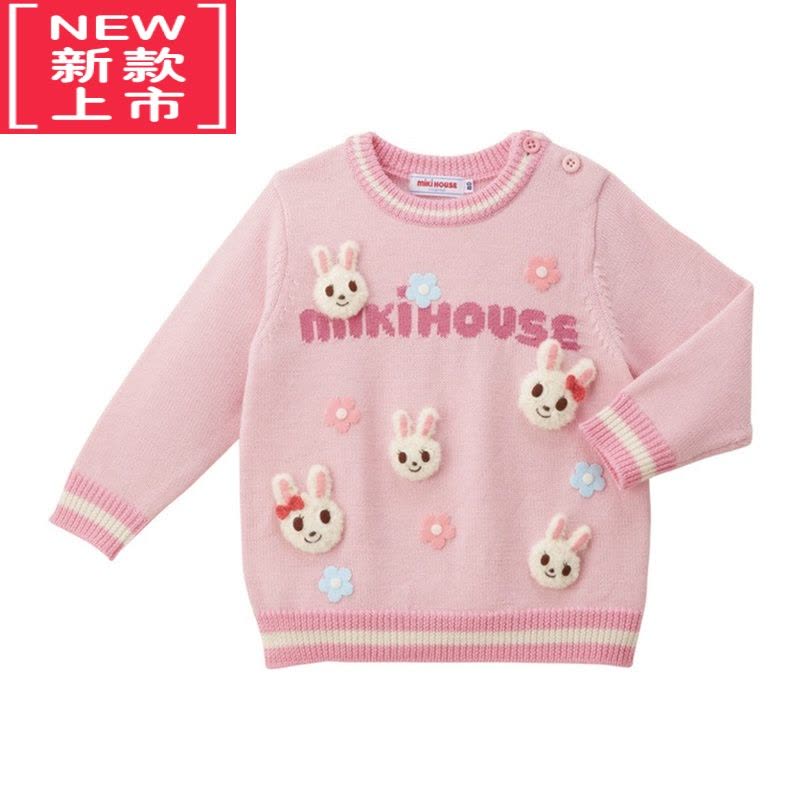 可莉允]miki男女童套头毛衣帽子围巾套装小熊兔子保暖宝宝针织衫棉图片