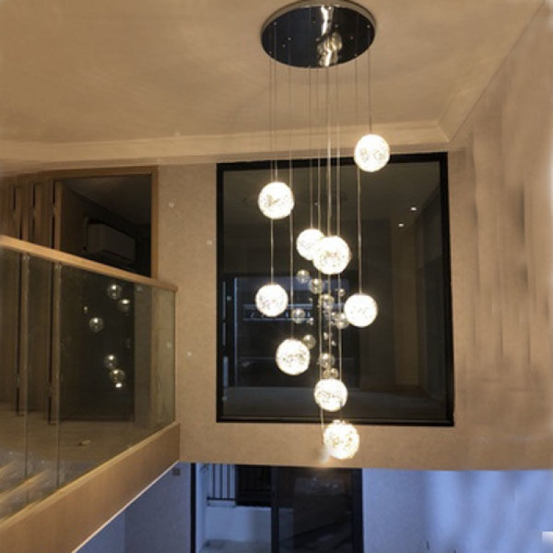 玻璃球吊灯单头客厅灯过道复式闪电客别墅公寓楼别墅圆球形楼梯间长
