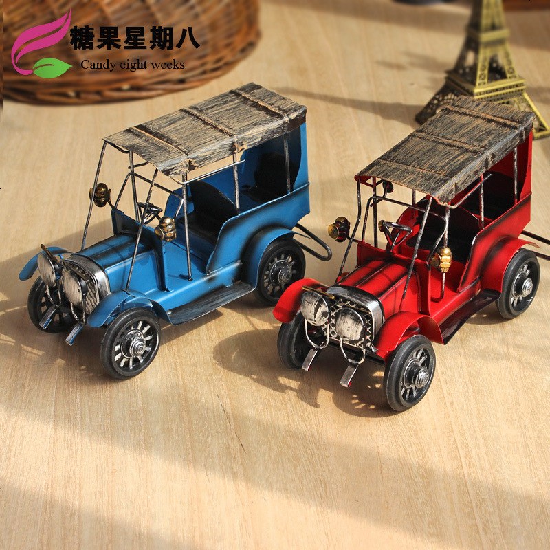 复古怀旧金属工艺品 铁皮老爷车模型 桌面铁艺摆件 创意家居装饰