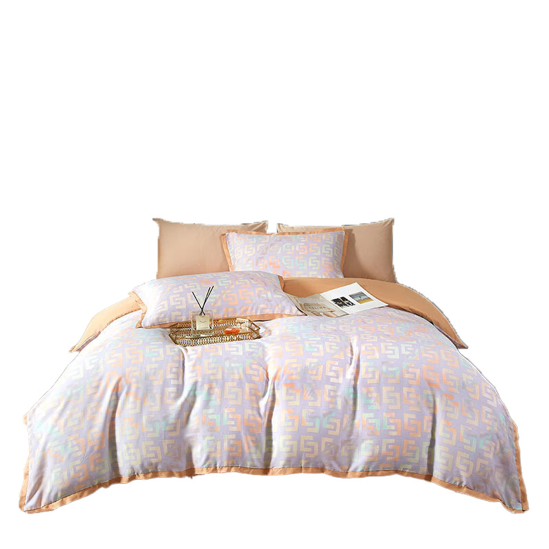 天琴床品四件套245*250cm柔软舒适流金岁月莱赛尔TQ-T157高清大图