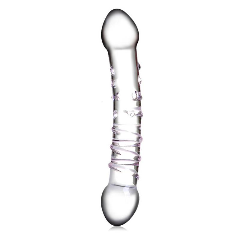 双头龙透明水晶玻璃棒G点后庭女用自玩情趣拉珠防真阳具成人用品