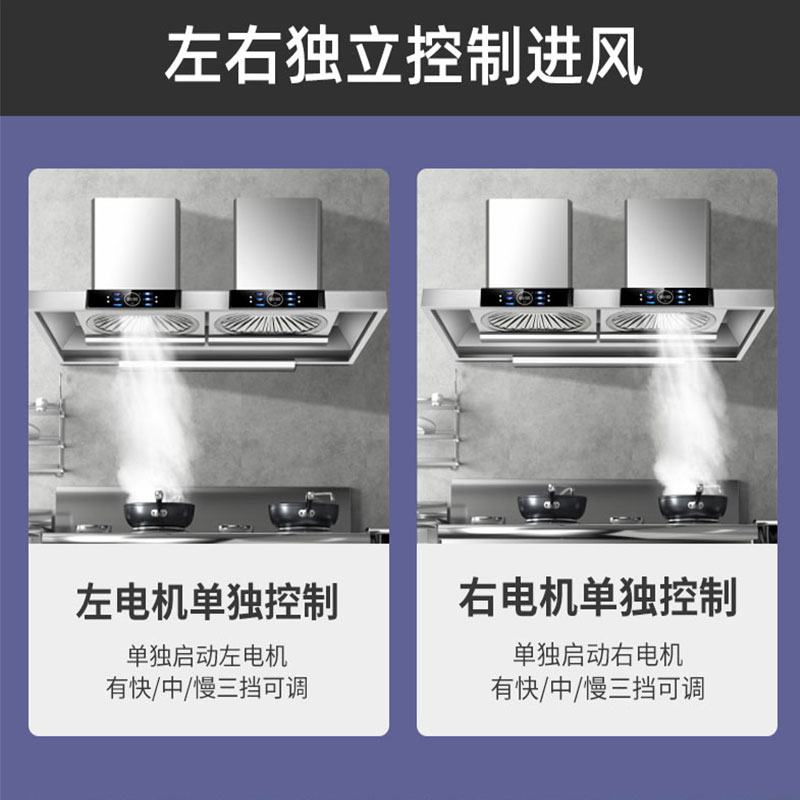 旺厨好太太 新品油烟机商用大功率饭店食堂农村土灶柴火灶 大吸力大型不锈钢吸烟机排烟罩欧式顶吸免清洗 双电机 2.0米高清大图